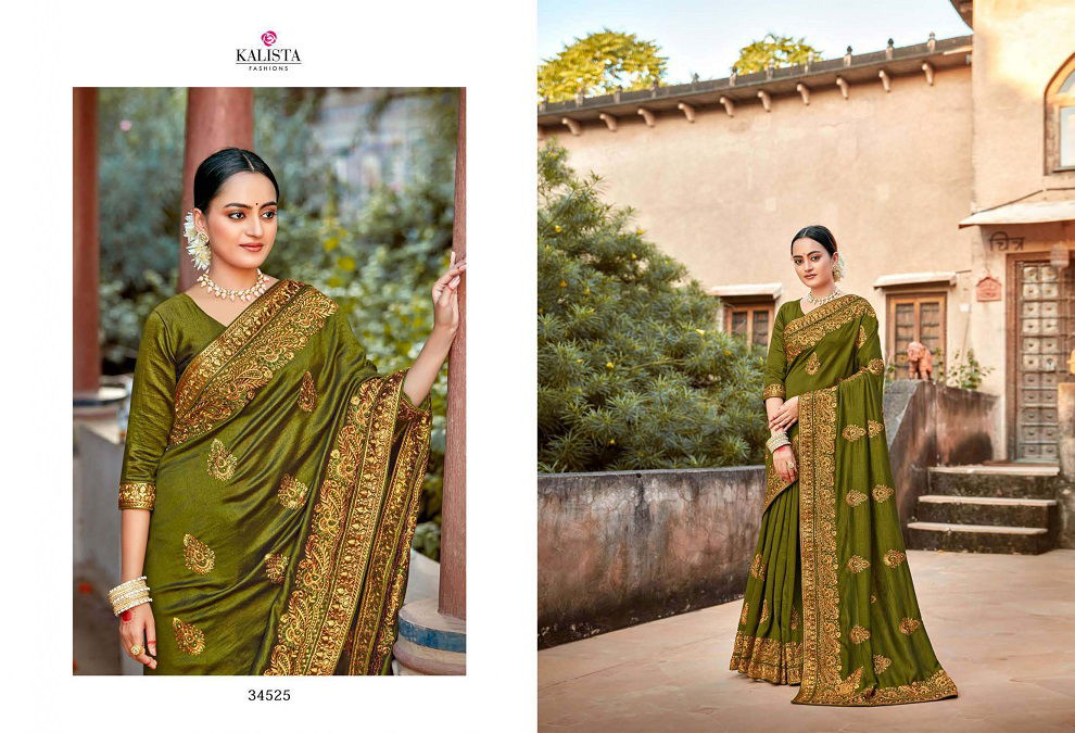 Kalista Bahurani Heavy Wedding Wear Vichitra Silk Designer Saree Collection